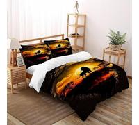 Lion Kingdom Double Duvet Set Jungle Animals - Ultrasoft Hypoallergenic Reversible Quilt Cover Non Iron Luxury Bedding Set With Zipper Closure Super King(260x220cm)