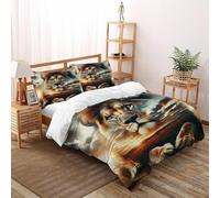 Lion Kingdom Duvet Cover Sets Jungle Animals Premium Brushed Microfiber Duvet Cover Double Set Non Iron Luxury Bedding Sets With Zipper Closure Double(200x200cm)
