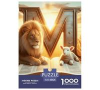 Lion, Lamb & Book Jigsaw Puzzles Puzzles for Adults Kids. 1000 Pieces Impossible Challenge Toy Educational Game Home Decoration for Adults& Kids Age 14 Years Up 38x26cm/1000pcs