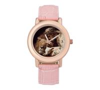 Lion Lamb God Women's Wrist Watch Easy Reader with Leather Strap Analog Display Wonderful Ladies Gifts