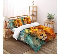 Lion Leo Symbol Bedding Set Theme Bedspread Animal Theme Duvet Cover Set Microfiber Comforter Cover Universal for All Seasons Pillowcase Super King(260x220cm)