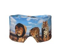 Lion Leopard and Tiger Fight for Food Printed, Full Eye Covers Light Blocking Eye Mask Sleep Eye and Ear Muffs
