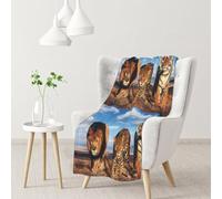 Lion Leopard And Tiger Fight For Food Printed,Soft Blanket Warm Anti-Pilling Flannel Plush Throw Blanket 76 X 102 cm