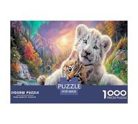 Lion&Leopard Jigsaw Puzzles Puzzle for Adults Kids. 1000 Piece Mountain Stream Great Gifts Challenge Toy Home Decoration for Gifts 38x26cm/1000pcs