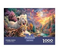 Lion&Leopard Jigsaw Puzzles Puzzle for Adults Kids. 1000 Piece Mountain Stream Whimsical Challenge Toy Educational Games Home Decoration for Adults& Kids Age 14 Years Up 70x50cm/1000pcs