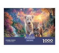 Lion&Leopard Jigsaw Puzzles Puzzles for Adults Kids. 1000 Pieces Mountain Stream Whimsical Challenge Toy Home Decoration for Gifts 70x50cm/1000pcs