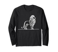 Lion Line Art Drawing Wildlife Animal Line Art Drawing Long Sleeve T-Shirt