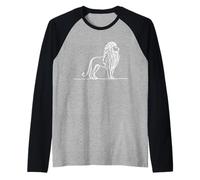 Lion Line Art Drawing Wildlife Animal Line Art Drawing Raglan Baseball Tee