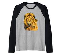 Lion Lioness Couple Wildlife Art Raglan Baseball Tee