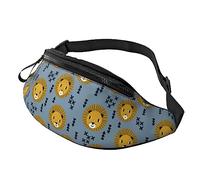 Lion Lions Head Lion Kids Blue Sport Waist Bag Travel Bumbags with Zipper and Earphone Hole, Running Fanny Pack Waist Pack with Adjustable Belt for Men Women