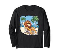 Lion Living His Best Life on a Tropical Holiday Long Sleeve T-Shirt
