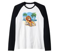 Lion Living His Best Life on a Tropical Holiday Raglan Baseball Tee