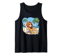 Lion Living His Best Life on a Tropical Holiday Tank Top