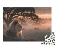 Lion Lying on The Savannah in The Sun Jigsaw Puzzles Challenge Toy Educational Games Home Decoration for Adults& Teenager Age 14 Years Up 52x38cm/1000pcs