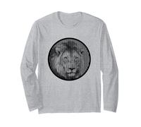 Lion Male Op Art Minimalist Wildlife Design Long Sleeve T-Shirt