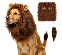 Lion Mane for Dog, Dog Halloween Costumes Set with Brown Wig and Tail | Adjustable Design, Halloween Dog Costumes for Medium to Large Dogs, Halloween Parties, Costume Events, Photo Shoots