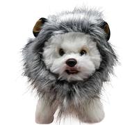 Lion Mane Wig for Cats, Funny Pet Cat Costumes for Halloween Christmas, Furry Pet Clothing Accessories (Gray, Small)