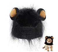 Lion Mane Wig Lion Hair Headgear for Small Dog and Cats Puppy Cosplay Costume for Halloween Christmas Easter Festival Party Activity (Black)