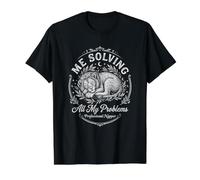 Lion Me Solving My Problems Sleep Nap Funny Value Graphic T-Shirt, Men, Black, L