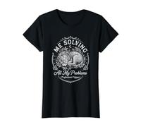 Lion Me Solving My Problems Sleep Nap Funny Value Graphic T-Shirt, Women, Black, L