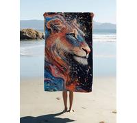 Lion Microfibre Beach Towel 200x100cm 1 Pack, Large Beach Towels for Adults Landscape Pattern with Waterproof Storage Bag Quick Dry Sand Free Lightweigh for Travel Pool Holiday Camping Yoga Gym 45J-KI