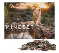 Lion Mindset Is Everything Wooden Jigsaw Puzzle for Adults | A focused indoor hobby: a clear section-by-section approach alone or together.