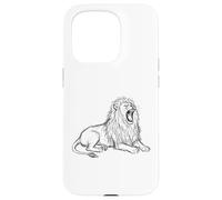 Lion Minimalist Hand Drawn Sketch Art Case for iPhone 15 Pro
