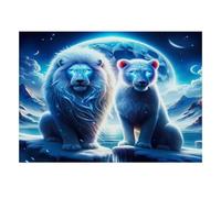 Lion Moon Ice 1000pcs Mini Puzzle For Adults Challenging | 52x38cm Cardboard Living Room Decor Durable Structure Birthday Gift Stress Relief