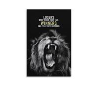Lion Motivational Quote Wall Art Print Winners Fail Till They Succeed Poster for Office Home Gym Or Teenage Boy Room Decor Gift 16x24inch(40x60cm) Unframed