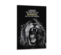 Lion Motivational Quote Wall Art Print Winners Fail Till They Succeed Poster for Office Home Gym Or Teenage Boy Room Decor Gift 24x36inch(60x90cm) Framed