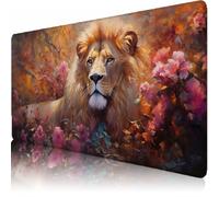 Lion Mouse Pad 700 x 400 x 3 mm Extended Large Mouse Mat, Keyboard Mousemat, Desk Mat Workspace Decor with Anti-Slip Base & Anti-Fray Edges, Waterproof Desk Accessories for Work (Flower) L-x7074