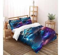 Lion Nebula Bedding Set 3D Digital Printing Animal Theme Wildlife Duvet Cover Set 3 Pieces Chic Breathable Comforter Cover for Boys & Girls with Pillowcase Super King（260x220cm）