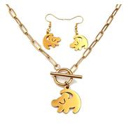 Lion Necklace Dainty Lion Lover Bracelet Earrings Animal Kingdom Gift Valentine's Jewelry, L, Zinc, cubic-zirconia