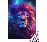 Lion Night Galaxy Aurora Adult Jigsaw Puzzle, 1000 Pieces, 38x26cm/1000pcs; A Weekend Activity at Your Own Pace; Smooth White Cardboard Pieces