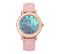 Lion Northern Lights Classic Watches for Women Pink Leather Strap Trendy Quartz Watch for Small Wrists