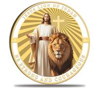 Lion of Judah Challenge Coin - Christian Pocket Token of Strength & Faith, Zinc Alloy Medallion, Spiritual Gift & Daily Reminder