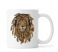 Lion of Judah Dreadlocks Rastafari 420 Jah Art Ceramic Tea Coffee Mug White