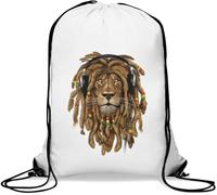 Lion of Judah Dreadlocks Rastafari 420 Jah art Gym Sack Casual Drawstring Bag White