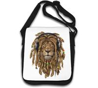 Lion of Judah Dreadlocks Rastafari 420 Jah art Shoulder Bag White