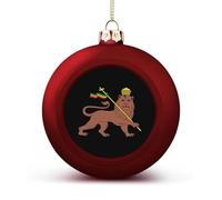 Lion of Judah Emblem of The Ethiopian Empire Christmas Ball Ornaments Funny Christmas Tree Decorations Red And Gold for Holiday Party Decor