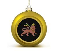Lion of Judah Emblem of The Ethiopian Empire Christmas Ball Ornaments Funny Christmas Tree Decorations Red And Gold for Holiday Party Decor