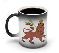 Lion of Judah Emblem of The Ethiopian Empire Cute Color Changing Mug Ceramic Heat Sensitive Mugs Magic Coffee Cup with Handle 12 Oz