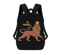 Lion of Judah Emblem of The Ethiopian Empire Printed 17 Inch Daypack Unisex Shoulder Backpacks Travel Laptop Backpack for Women Men