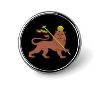 Lion of Judah Emblem of The Ethiopian Empire Round Brooch Pin Lapel Pins Tie Suit Dress Accessories Wedding Birthday for Men Women