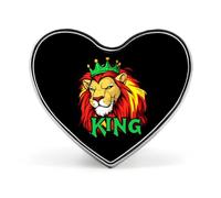 Lion Of Judah King Reggae Music Badge Heart Shape Cute Brooch Pins Button Badges for Backpack Jackets Hats Decor
