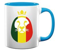 Lion of Judah King Symbol of Rastafari Art Ceramic Tea Coffee Mug Light Blue