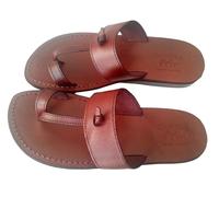 LION OF JUDAH MARKET Biblical Style 09 Unisex Adults Genuine Leather Flip Flops Jesus Sandals, Brown, 10 Women/8.5 Men