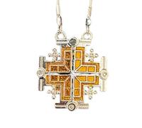 LION OF JUDAH MARKET Jerusalem Crusaders Open Cross Enamel Necklace, M, Metal, No Gemstone