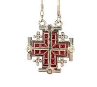 LION OF JUDAH MARKET Jerusalem Crusaders Open Cross Enamel Necklace, M, Metal, No Gemstone