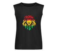 Lion of Judah Rasta Rastafari Roots Reggae Mens Unisex Sleeveless T-Shirt Graphic Print Vests Top Black Tank Tee L